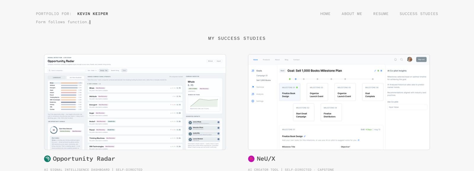 The previous kevinkeiper.com v3.0 site, a static Webflow build