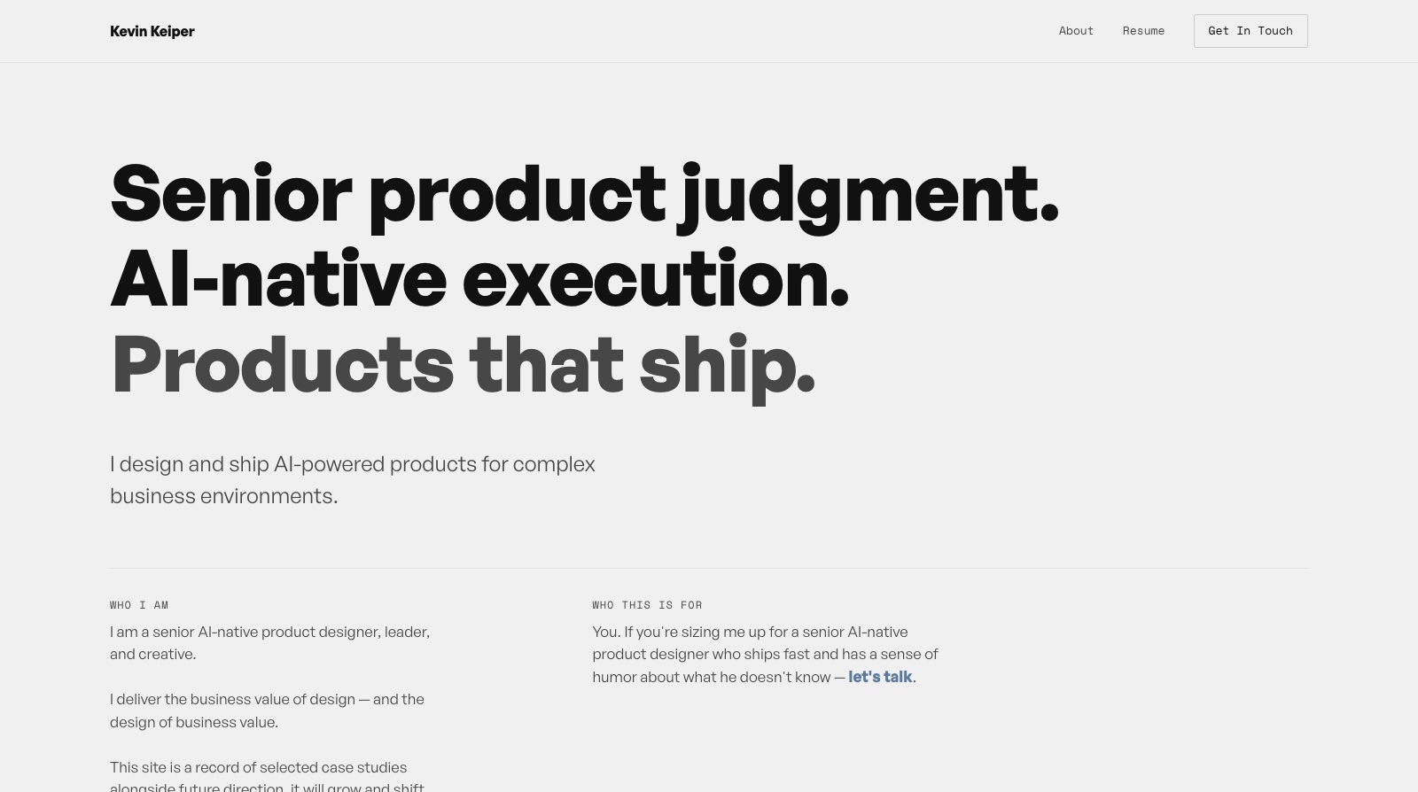 kevinkeiper.com v4.0 home page