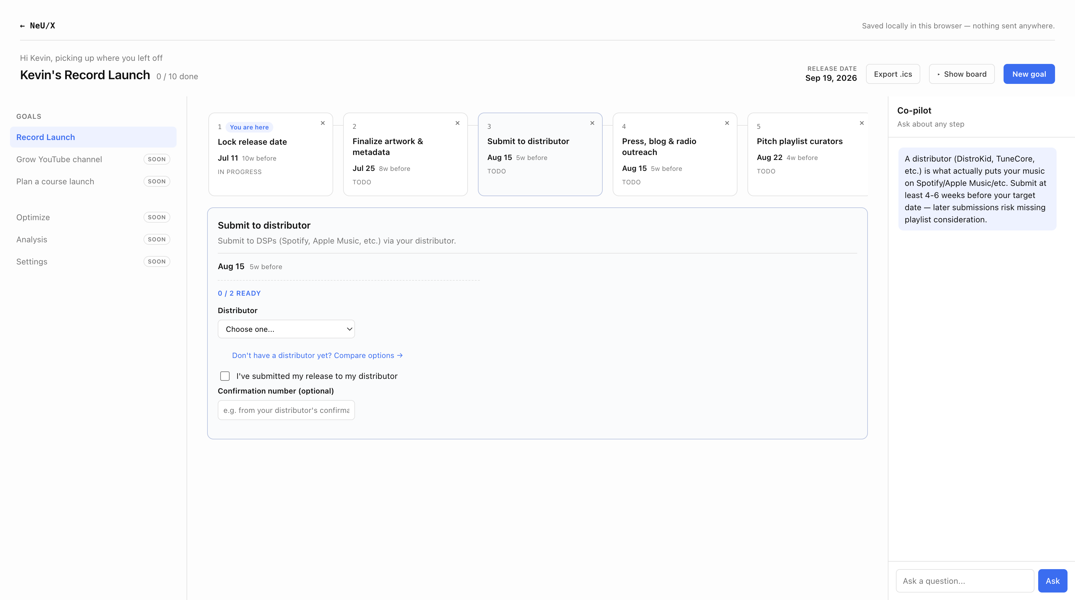 Email campaign performance overview for a milestone